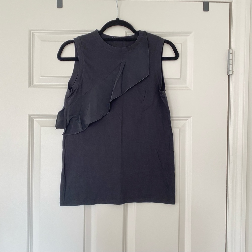 Proenza Schouler Black Ruffle Tank Top